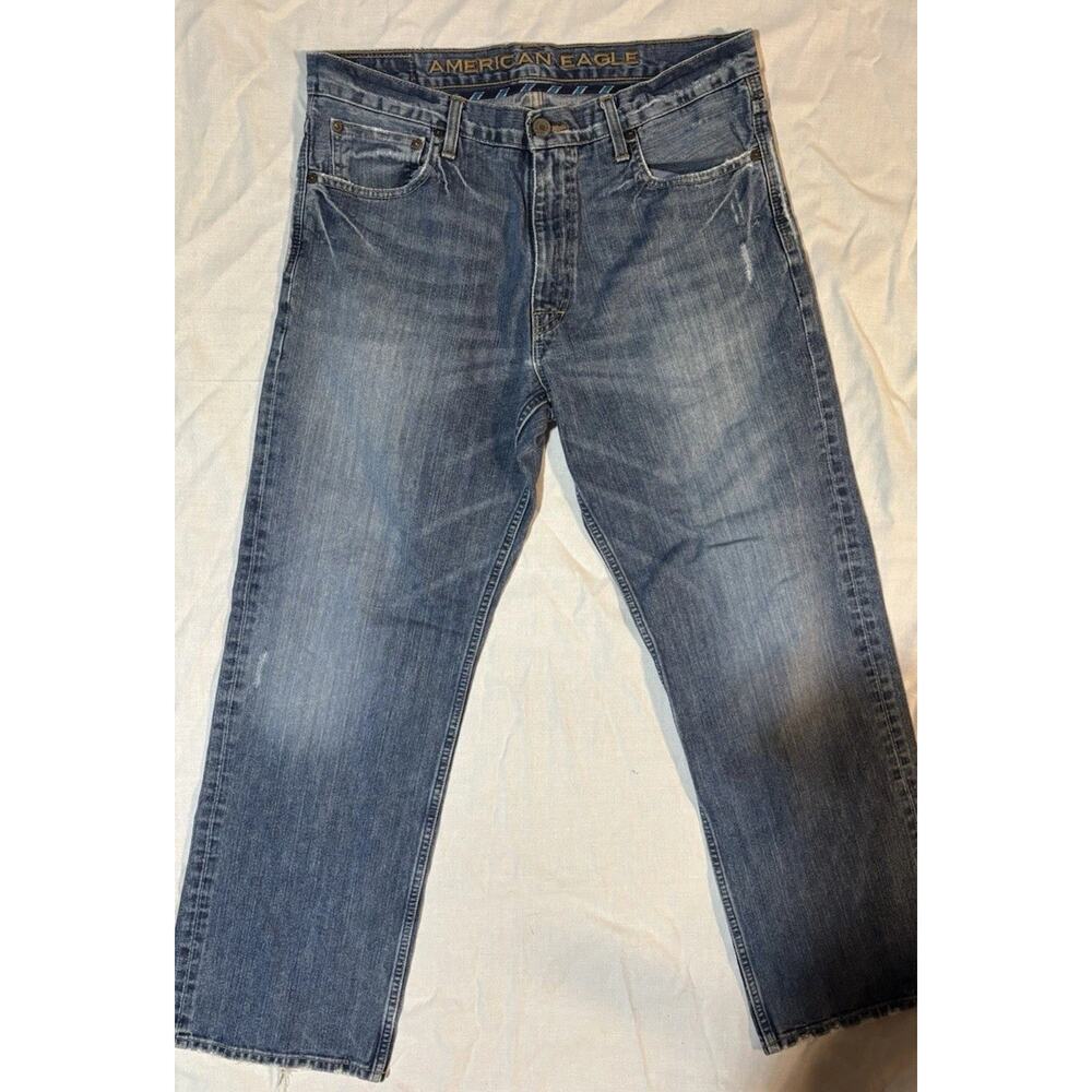Y2K Loose Fit Jeans Men 33x32 Blue Straight Leg Vintage Denim American Eagle